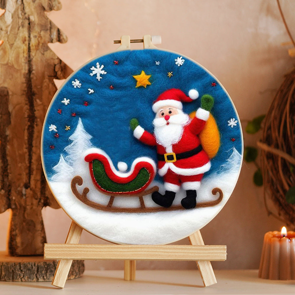 Santa Leaving Sled Wool Needle Felting Painting Kit