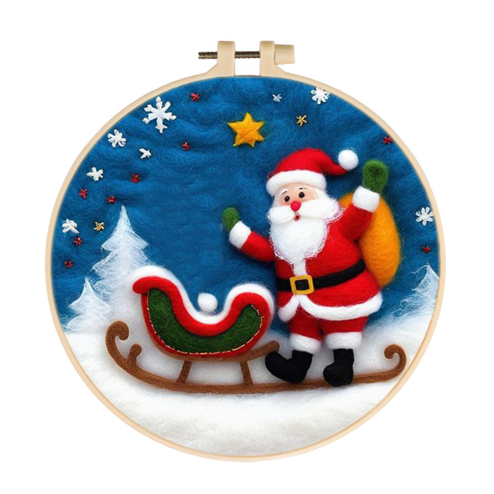 Santa Leaving Sled Wool Needle Felting Painting Kit