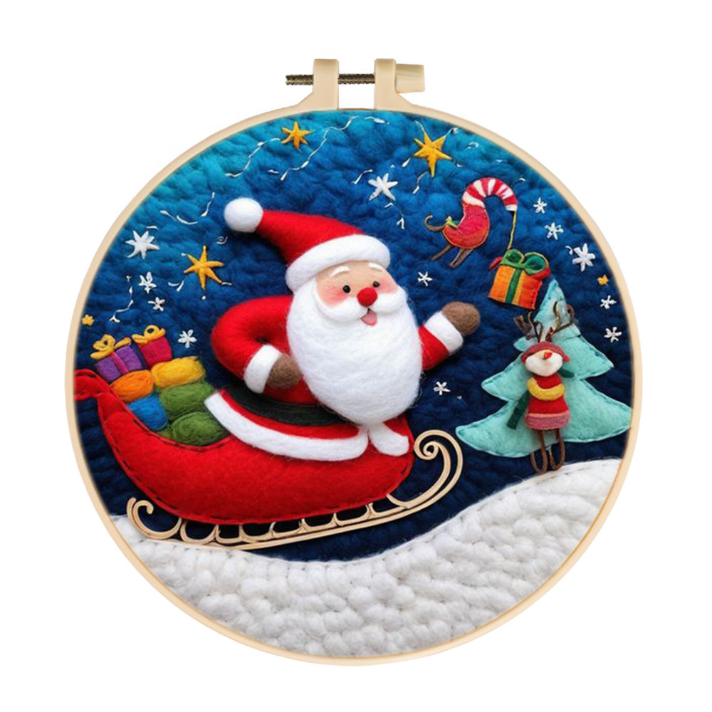 Santa’s Gift Sled Wool Needle Felting Painting Kit