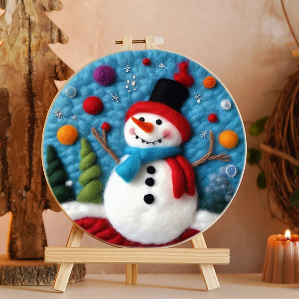 Snowman with Color Balls Wool Needle Felting Painting Kit