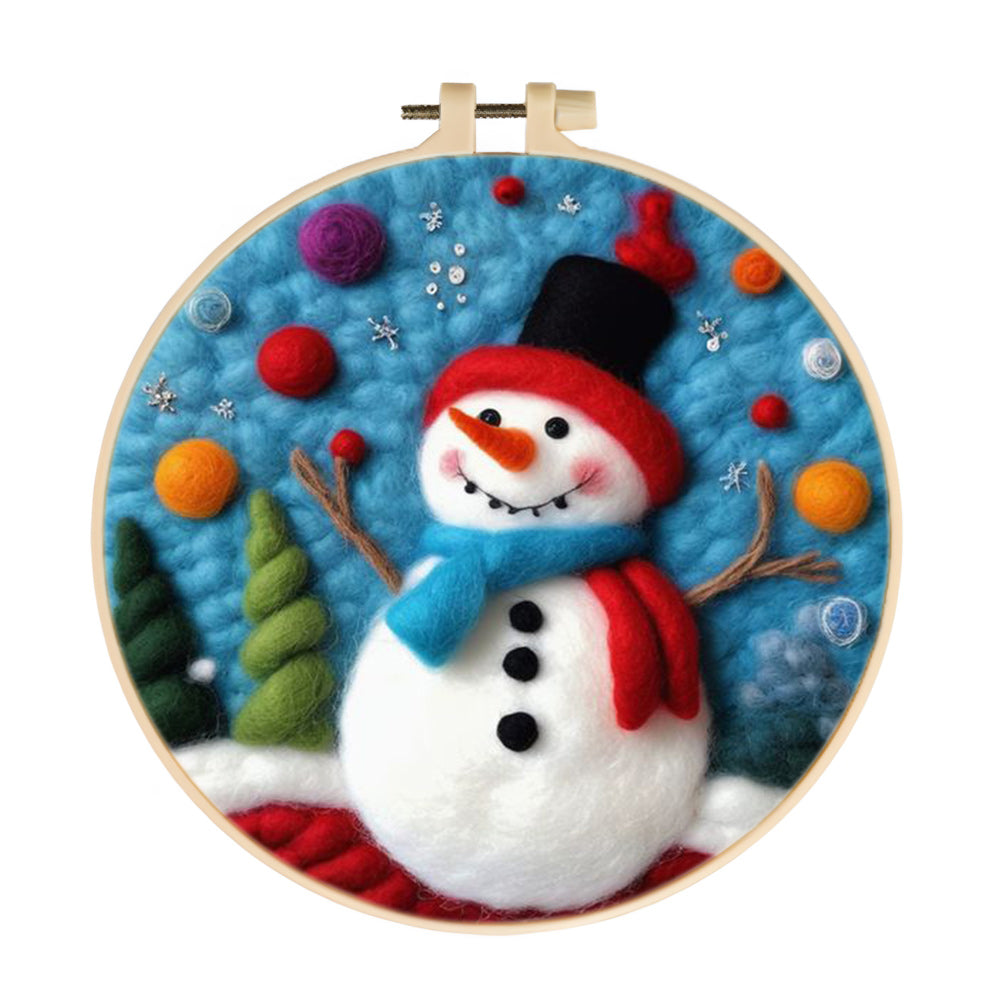 Snowman with Color Balls Wool Needle Felting Painting Kit