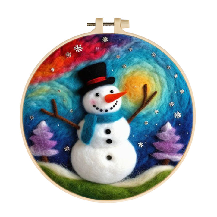 Snowman with Top Hat Wool Needle Felting Painting Kit
