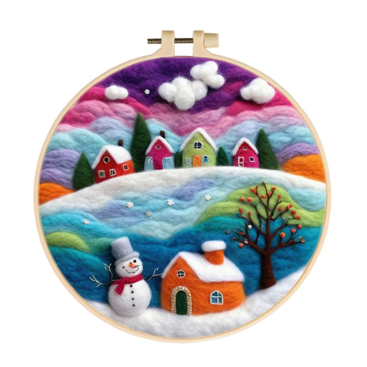 Snowman & Cottage Wool Needle Felting Painting Kit