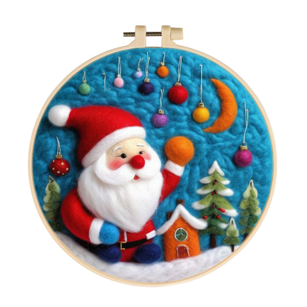 Santa Hanging Ornaments Wool Needle Felting Painting Kit