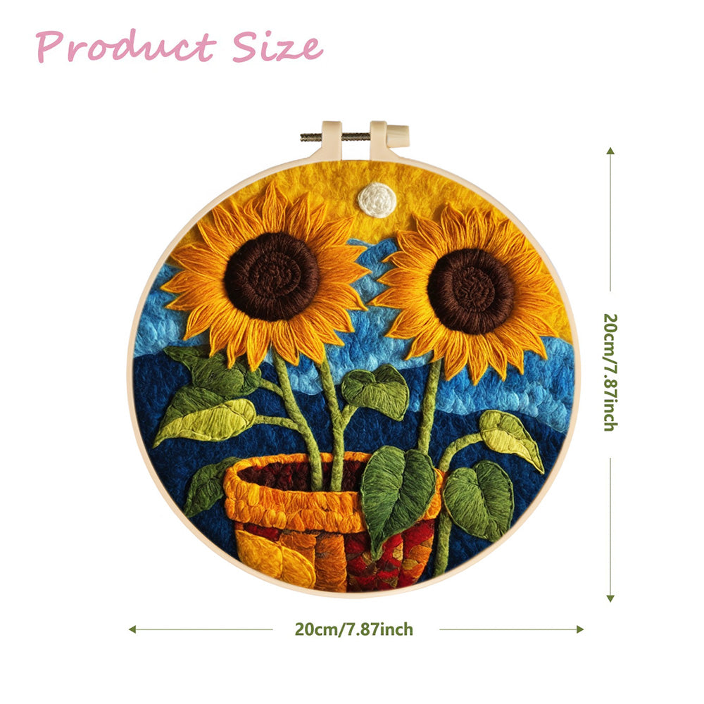 Two Golden Sunflowers Wool Needle Felting Painting Kit