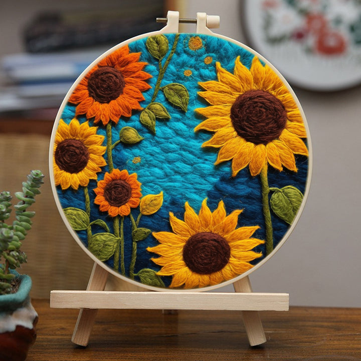 Sunflowers at Night Wool Needle Felting Painting Kit