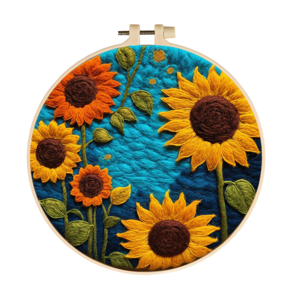 Sunflowers at Night Wool Needle Felting Painting Kit
