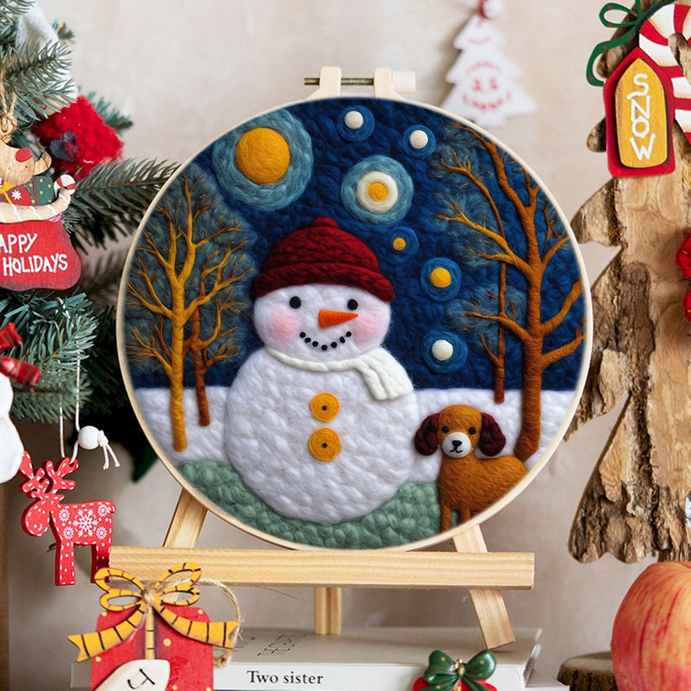 Snowman and Puppy Wool Needle Felting Painting Kit
