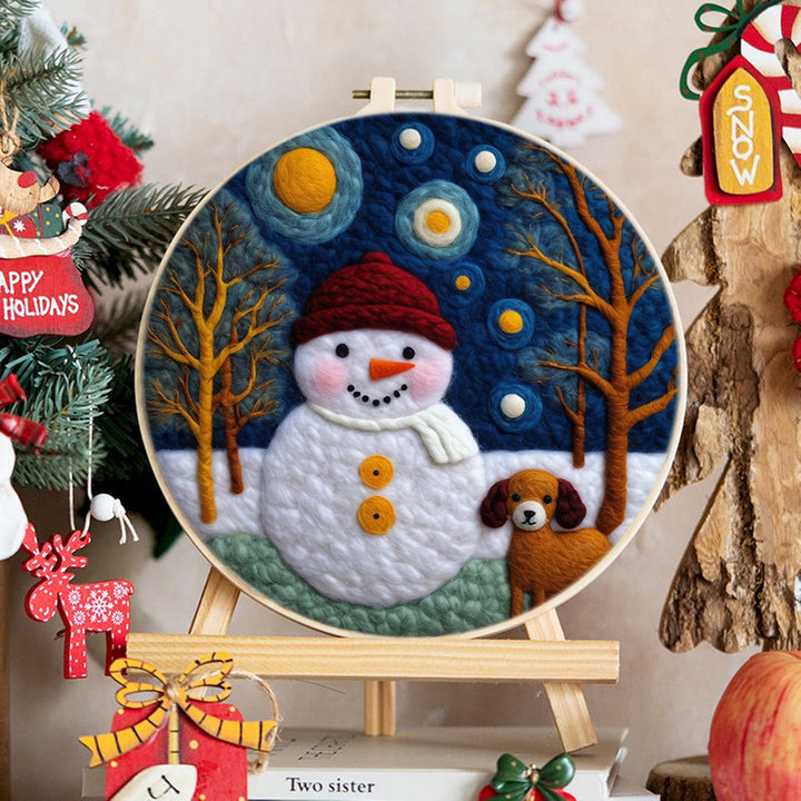 Snowman and Puppy Wool Needle Felting Painting Kit