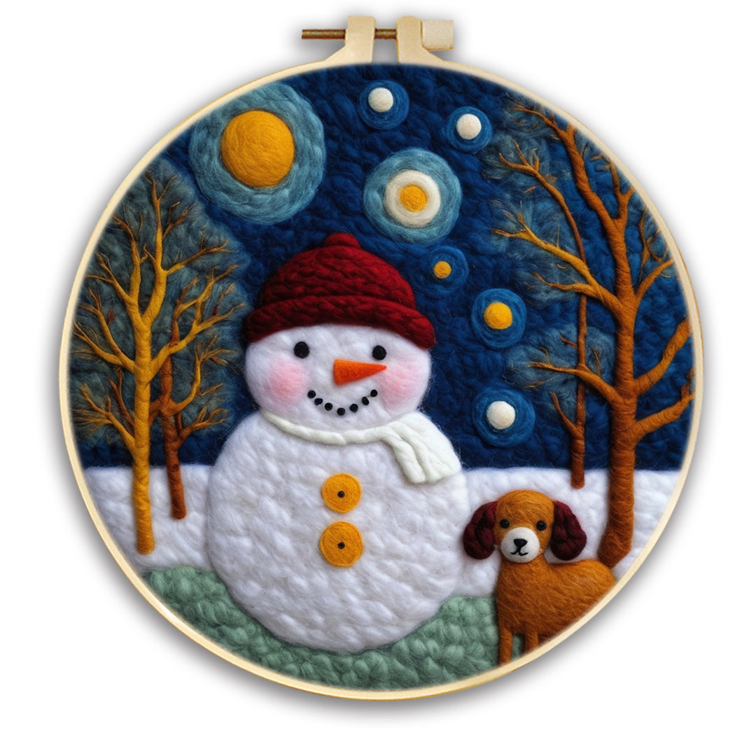 Snowman and Puppy Wool Needle Felting Painting Kit