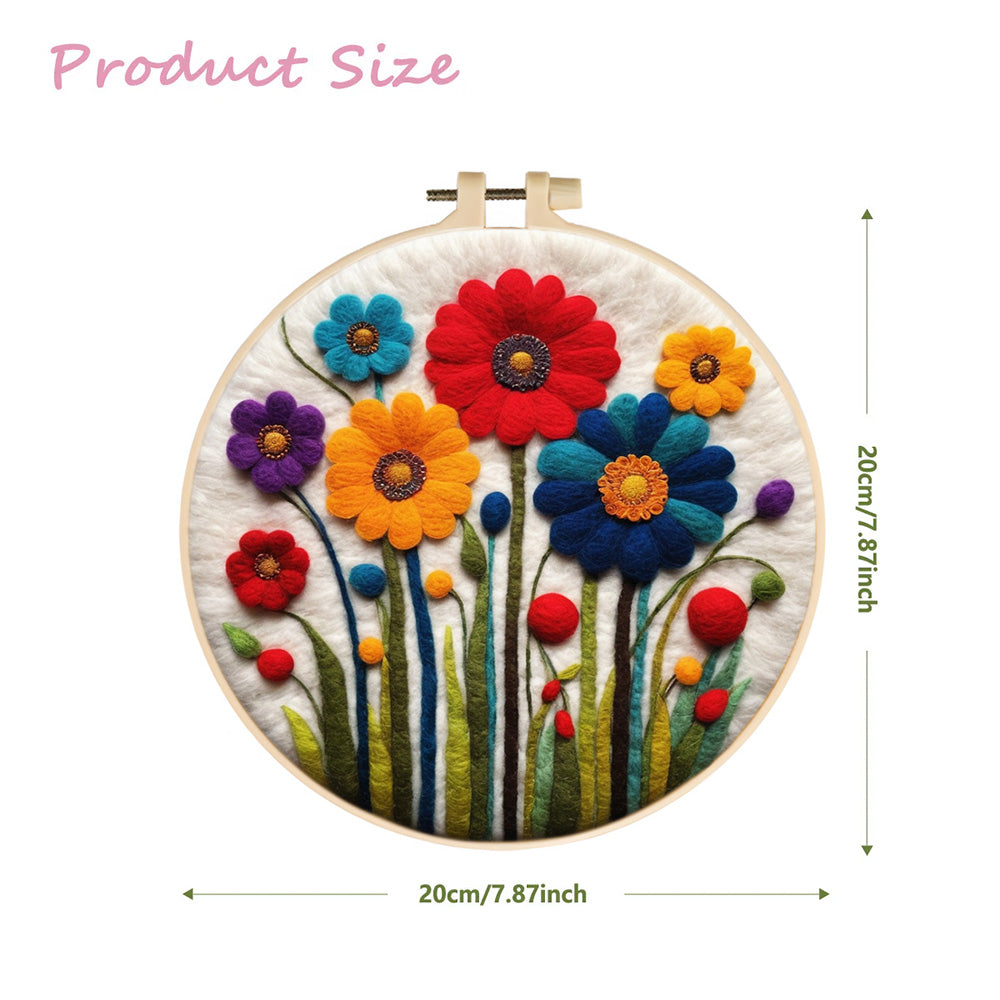 Colorful Wild Chrysanthemums Wool Needle Felting Painting Kit