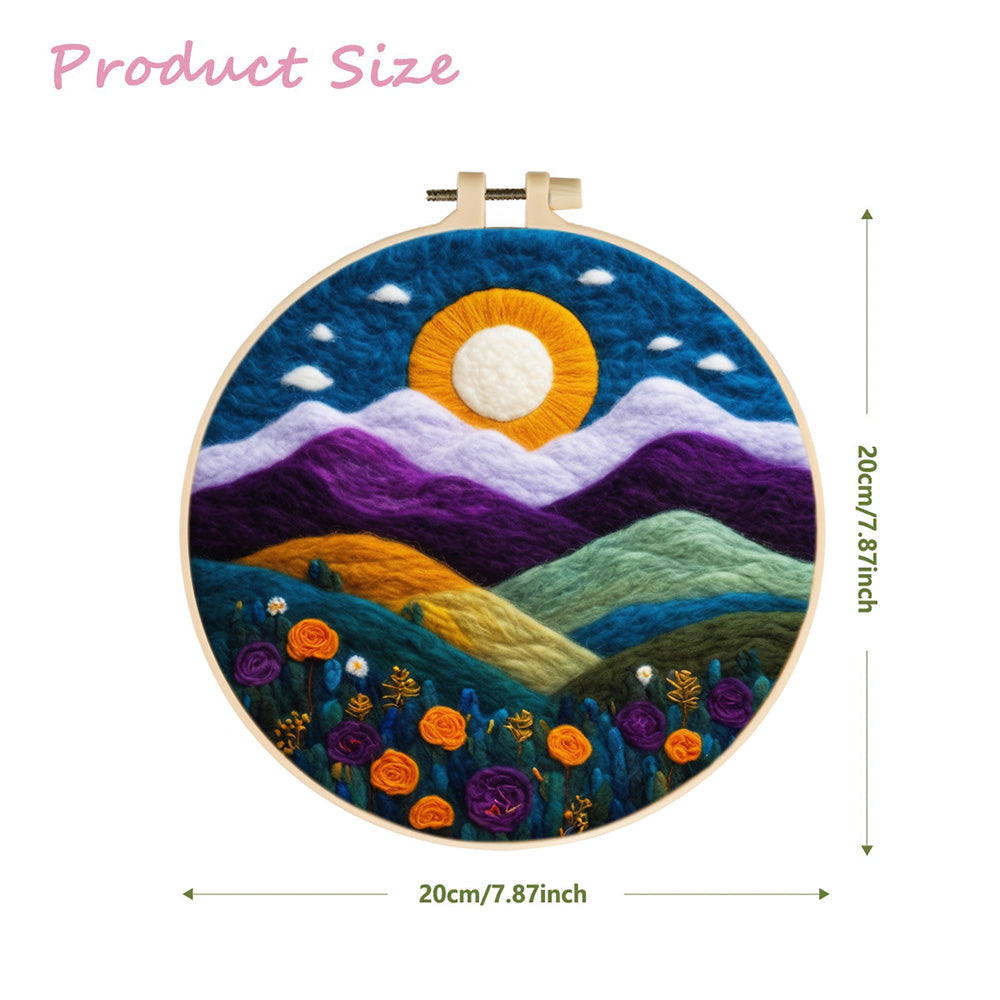 Colorful Mountains and Flowers Wool Needle Felting Painting Kit