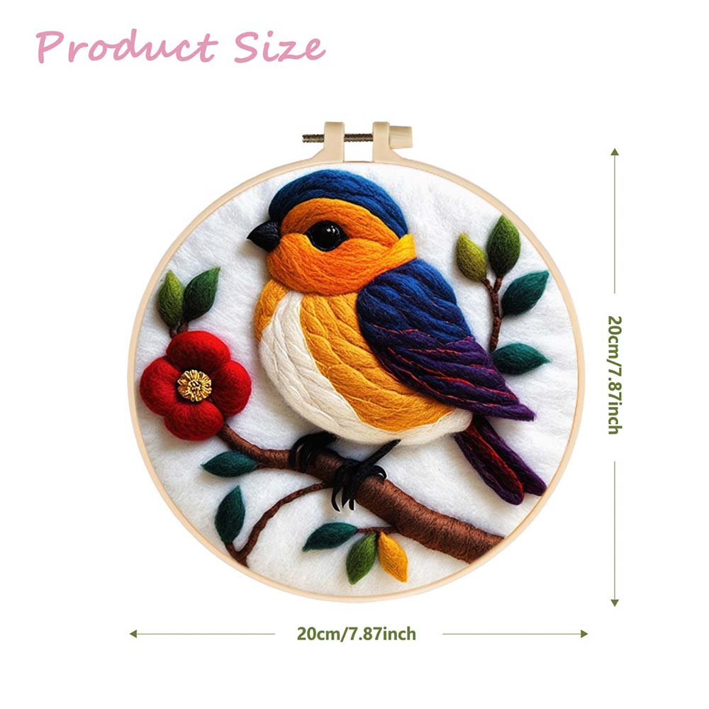 Bird on the Flowering Branches Wool Needle Felting Painting Kit