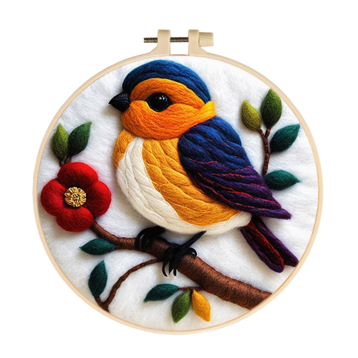 Bird on the Flowering Branches Wool Needle Felting Painting Kit