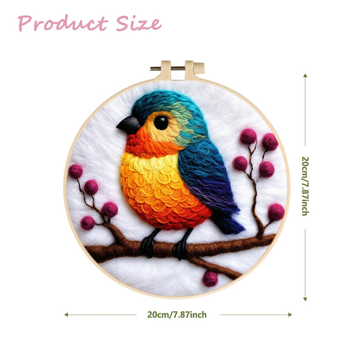 Orange-Blue Bird Wool Needle Felting Painting Kit