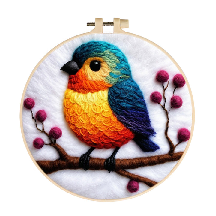 Orange-Blue Bird Wool Needle Felting Painting Kit