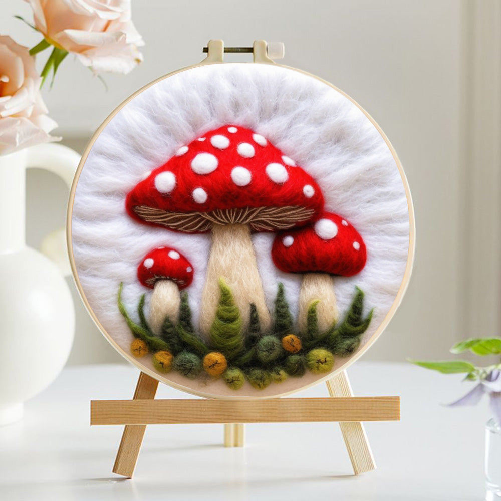 Huge Red Mushroom Wool Needle Felting Painting Kit