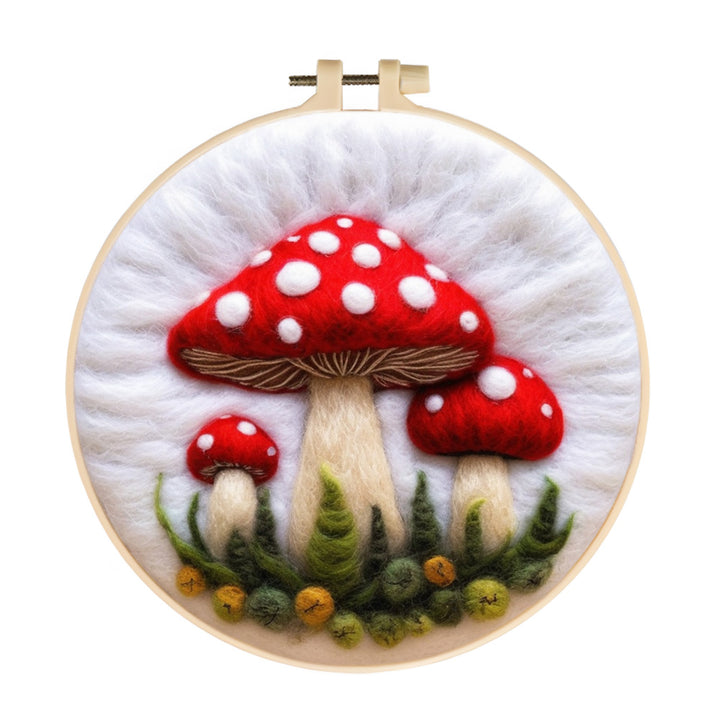 Huge Red Mushroom Wool Needle Felting Painting Kit