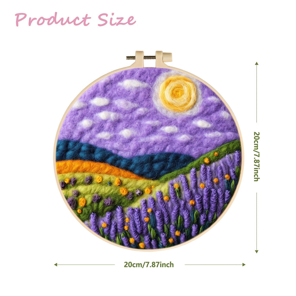 Lavender Hillside under a Purple Sky Wool Needle Felting Painting Kit