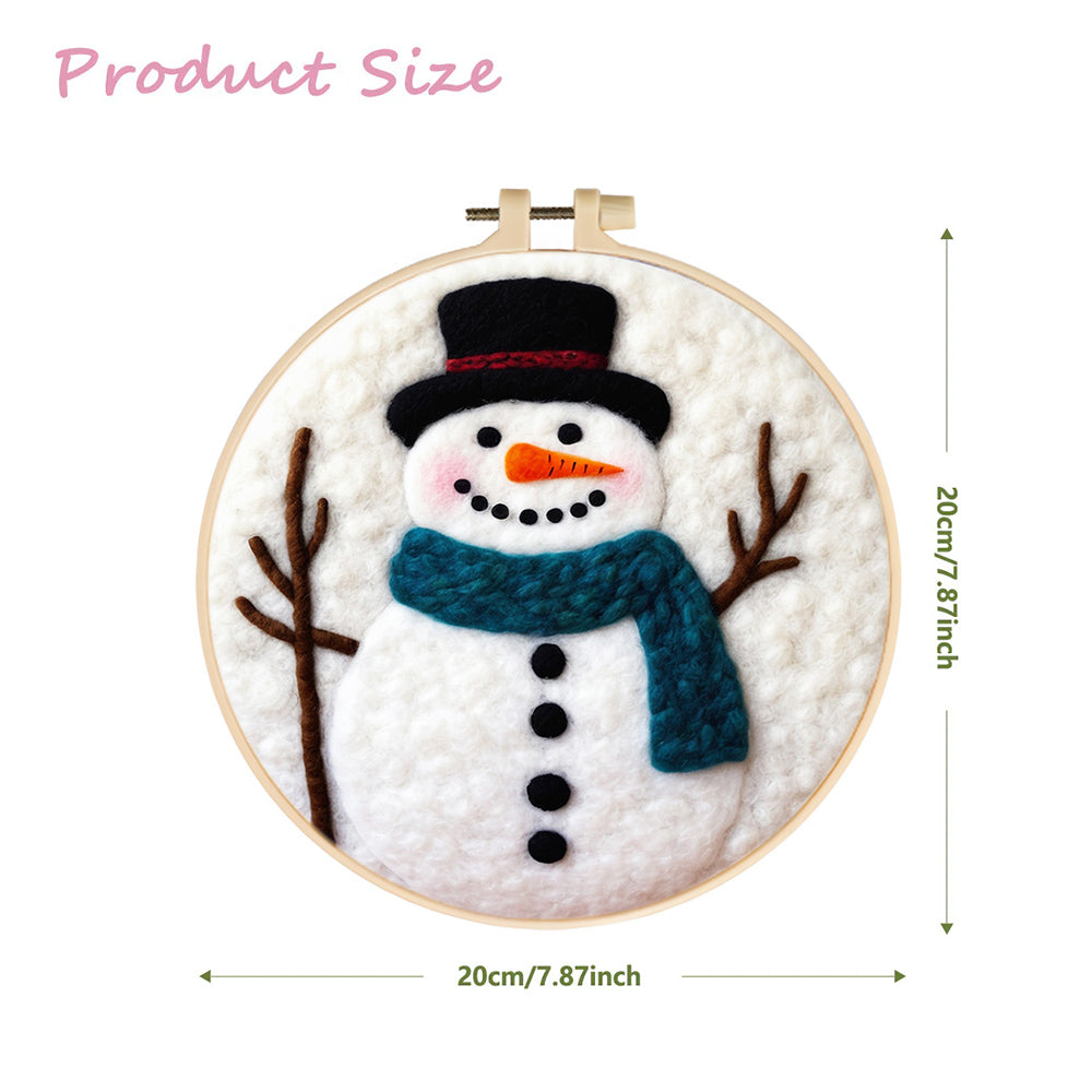 Snowman Wearing a Blue Scarf Wool Needle Felting Painting Kit