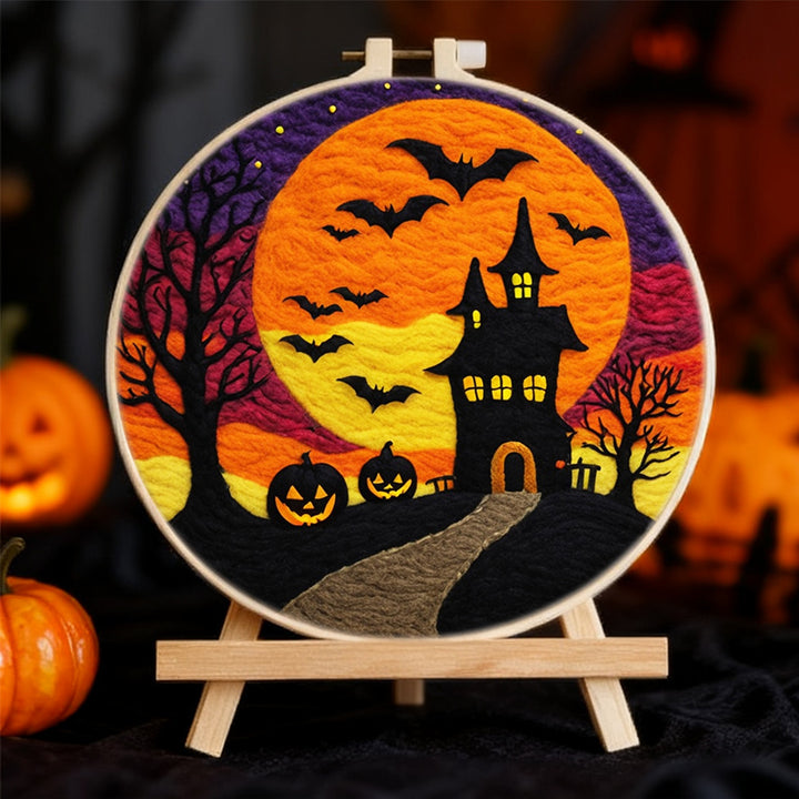 A Mysterious Halloween Night Under the Moon Wool Needle Felting Painting Kit