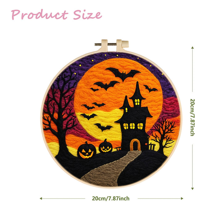 A Mysterious Halloween Night Under the Moon Wool Needle Felting Painting Kit