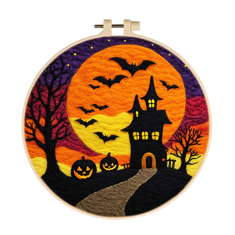 A Mysterious Halloween Night Under the Moon Wool Needle Felting Painting Kit