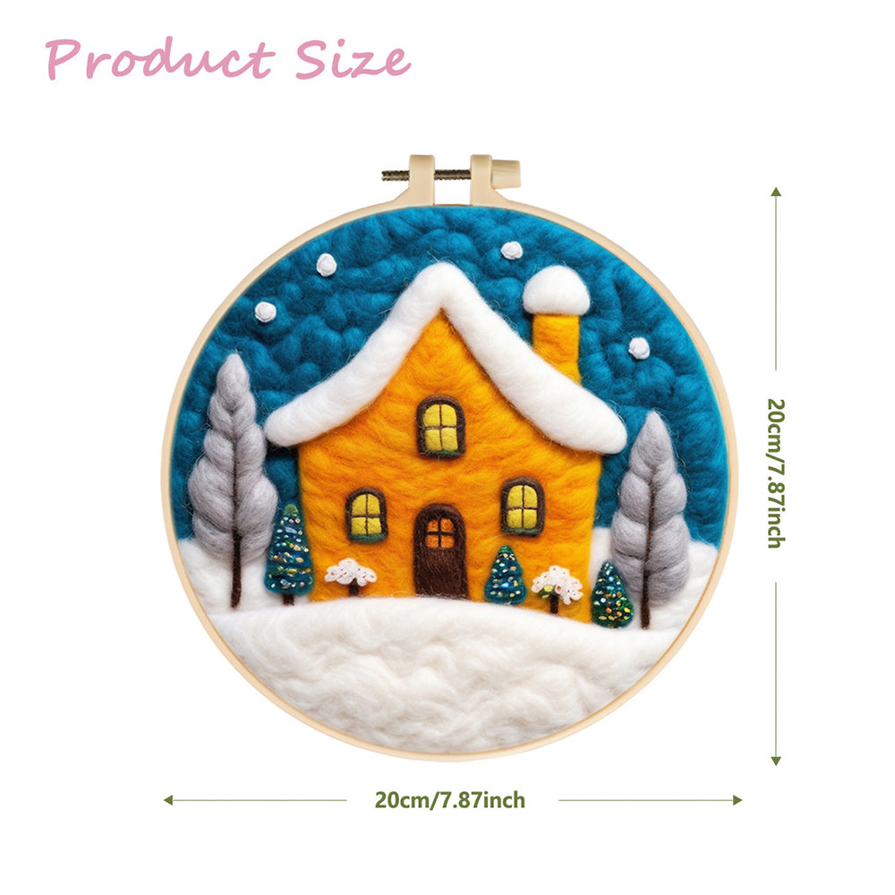 Yellow Christmas House Wool Needle Felting Painting Kit