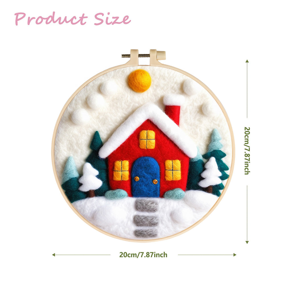 Red House between Trees Wool Needle Felting Painting Kit