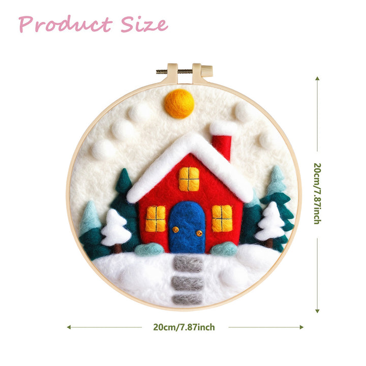 Red House between Trees Wool Needle Felting Painting Kit