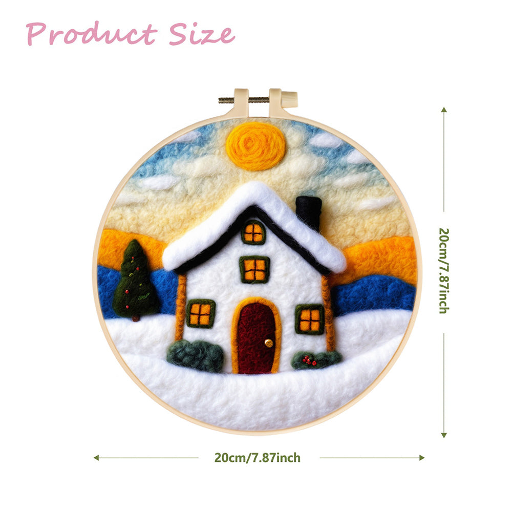White House and Christmas Tree Wool Needle Felting Painting Kit