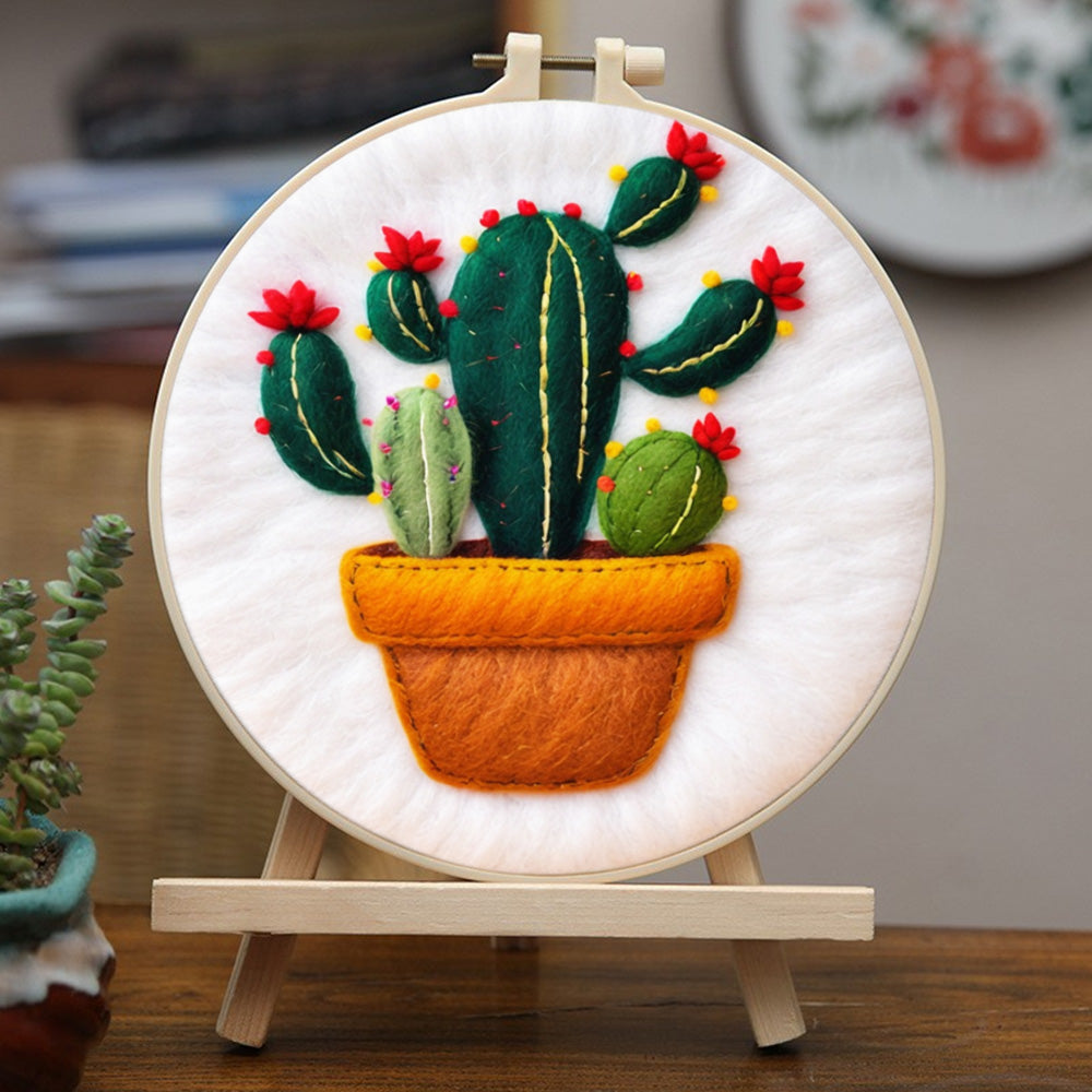 Flowering Potted Cactus Wool Needle Felting Painting Kit