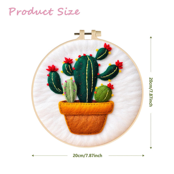 Flowering Potted Cactus Wool Needle Felting Painting Kit