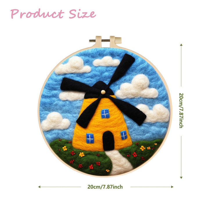 Big Windmill Haystack House Wool Needle Felting Painting Kit