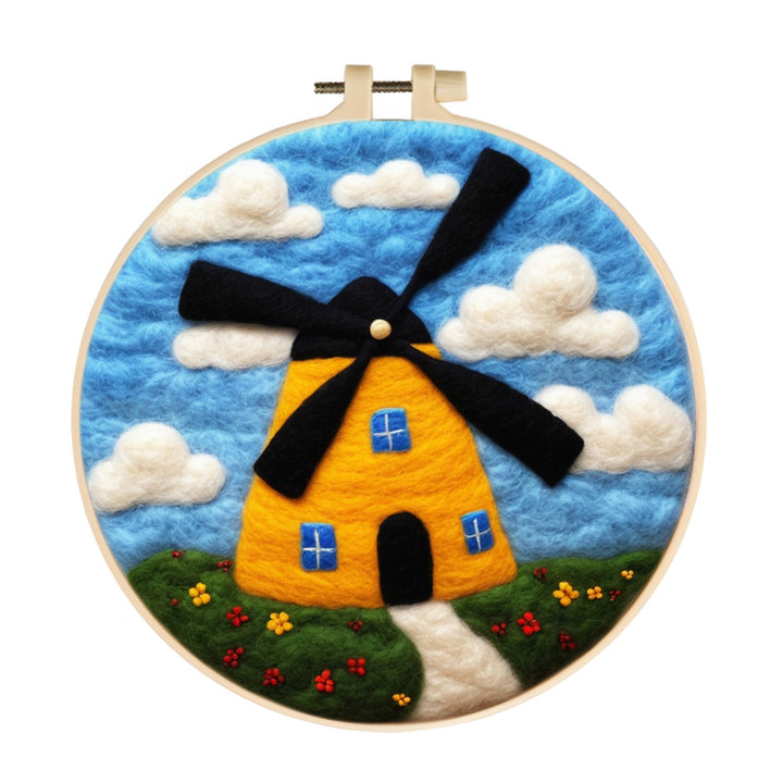 Big Windmill Haystack House Wool Needle Felting Painting Kit