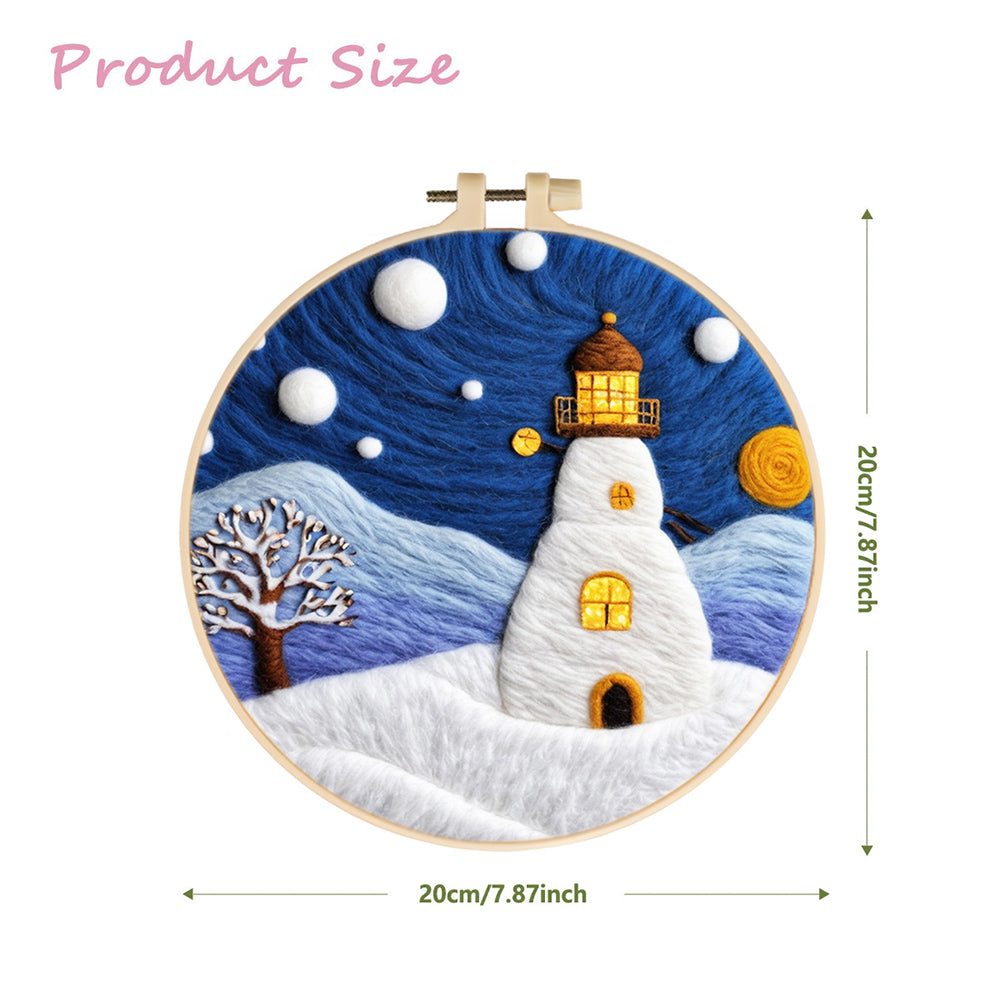 Lighthouse in the Snow Wool Needle Felting Painting Kit