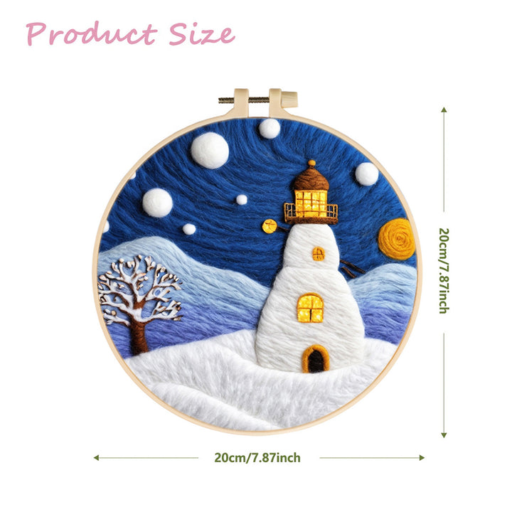 Lighthouse in the Snow Wool Needle Felting Painting Kit