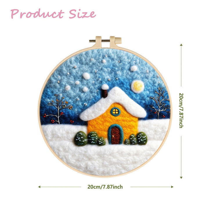 Small House in the Snow Wool Needle Felting Painting Kit