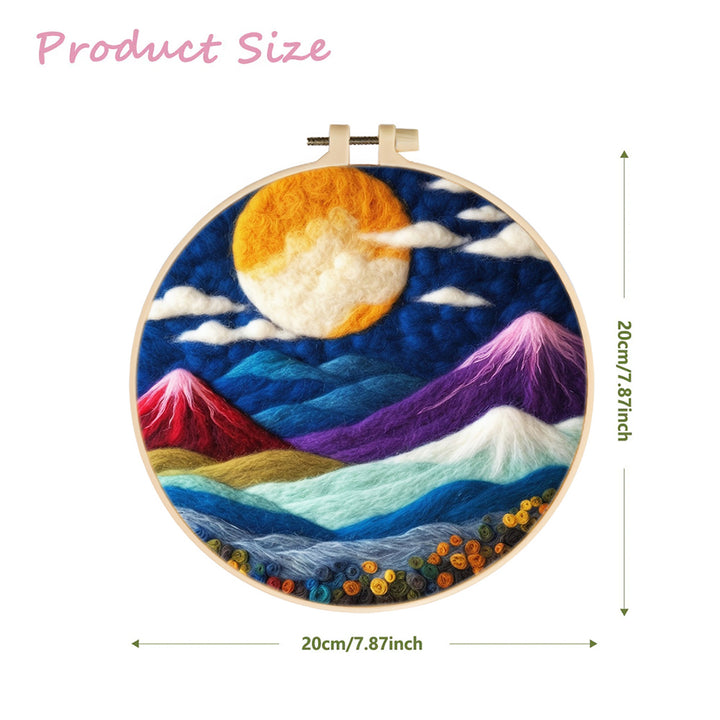 Colorful Mountains under the Moonlight Wool Needle Felting Painting Kit