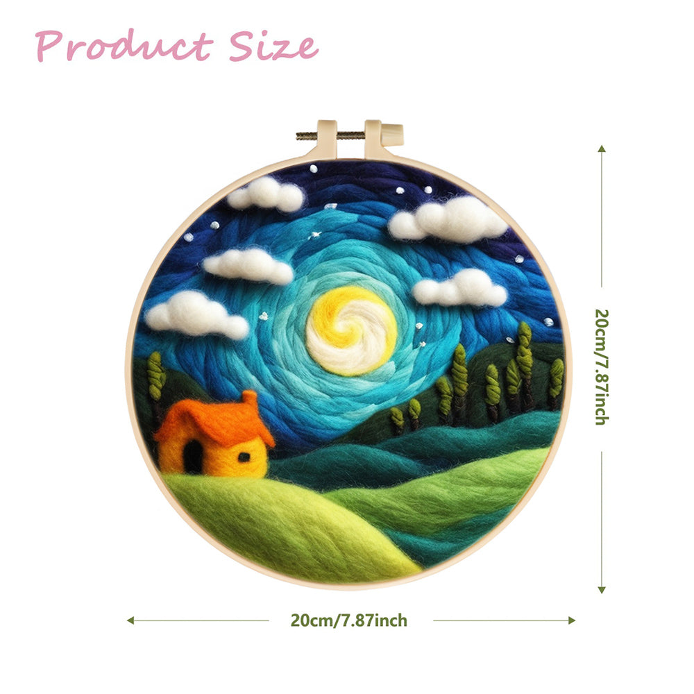 Green Hillsides under the Aurora Wool Needle Felting Painting Kit