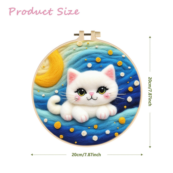 White Cat Watches Night Sky Wool Needle Felting Painting Kit