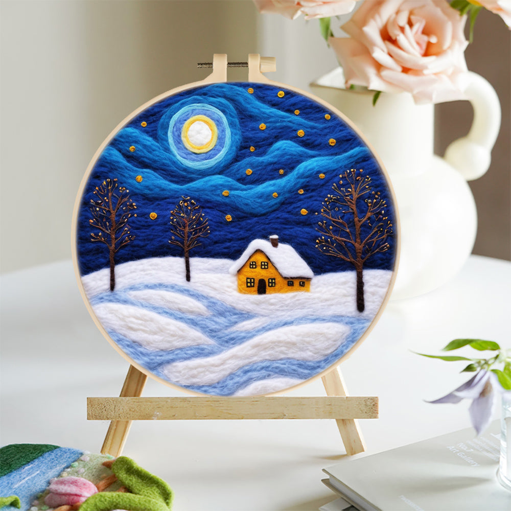 Snowfield under the Starry Sky Wool Needle Felting Painting Kit