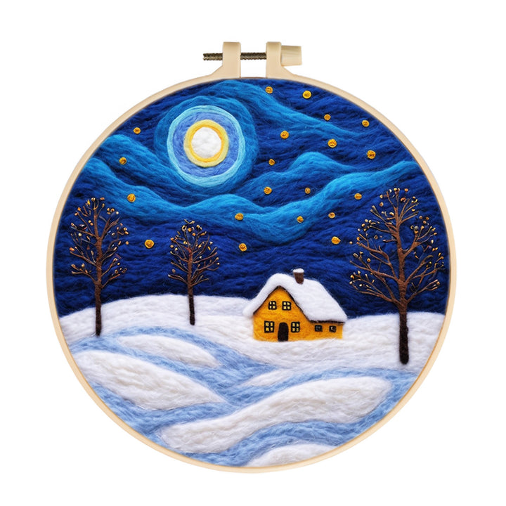 Snowfield under the Starry Sky Wool Needle Felting Painting Kit