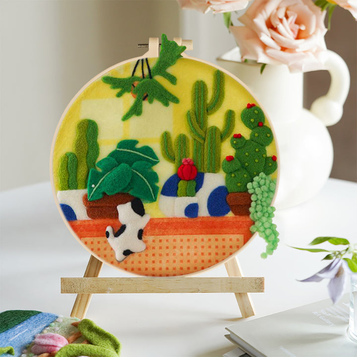 Potted Cacti and Grapes Wool Needle Felting Painting Kit