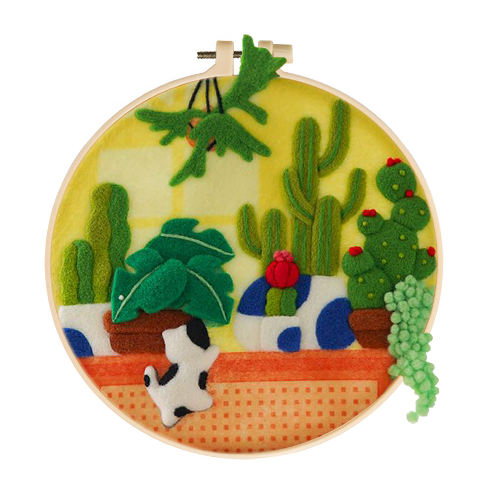 Potted Cacti and Grapes Wool Needle Felting Painting Kit