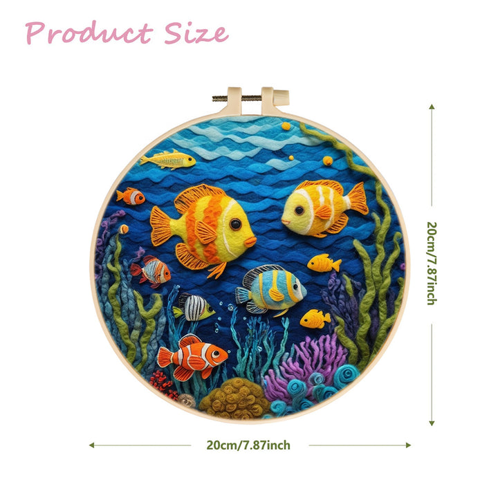 Multiple Fish Drifting in Sea Wool Needle Felting Painting Kit