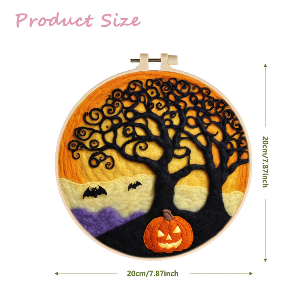 Halloween Pumpkin and Twisted Trees Wool Needle Felting Painting Kit