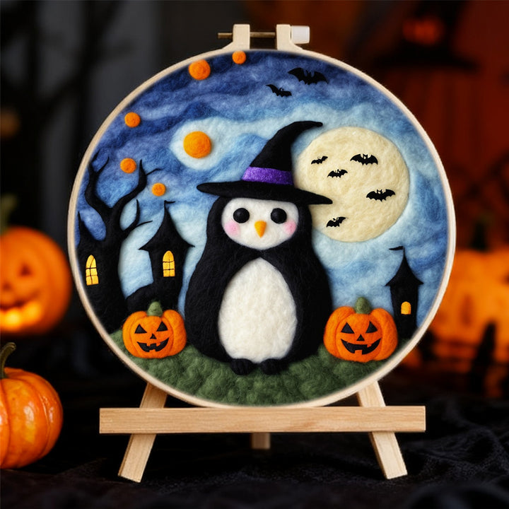 The Ghostly Snowman On Halloween Night Wool Needle Felting Painting Kit