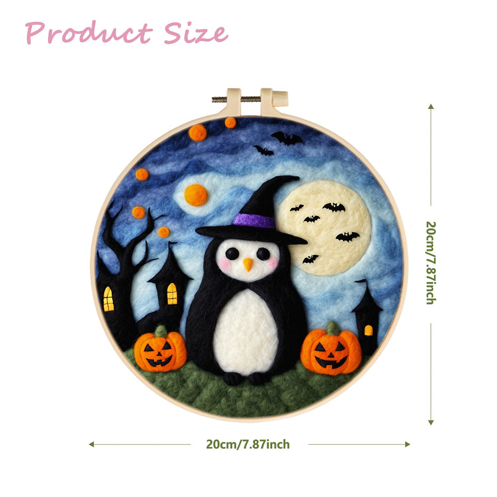 The Ghostly Snowman On Halloween Night Wool Needle Felting Painting Kit