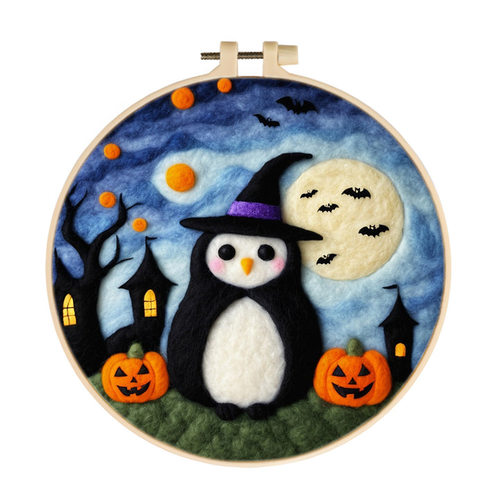 The Ghostly Snowman On Halloween Night Wool Needle Felting Painting Kit